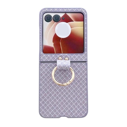 Funda para Teléfono Motorola Razr 50 Ultra con PC y Anillo Rombo Diamantes (Morado)
