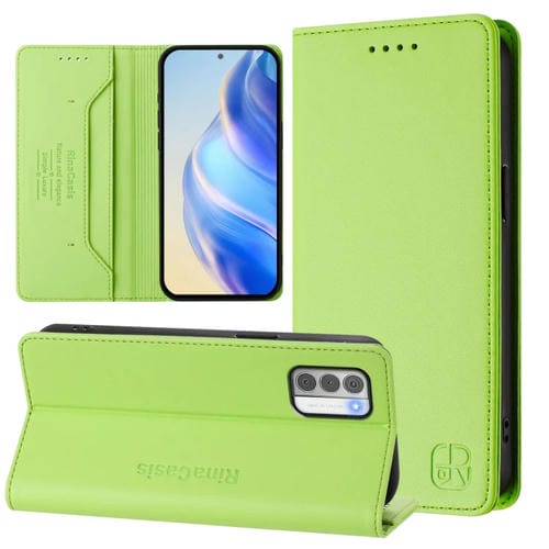 Funda de Cuero Nokia G42/G310 Rc01 con Doble Pliegue y Succión Magnética (Verde Hierba)