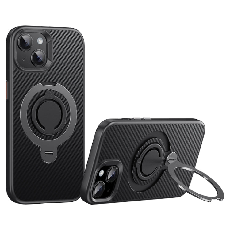 Funda para Teléfono Magsafe Fibra de Carbono iPhone 14/13 Soporte Giratorio 360 (Gris Oscuro)