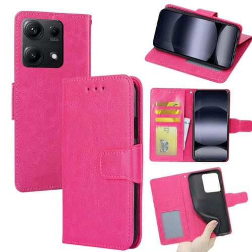 Funda de cuero con textura de cristal para Redmi Note 14S 4G (rosa)