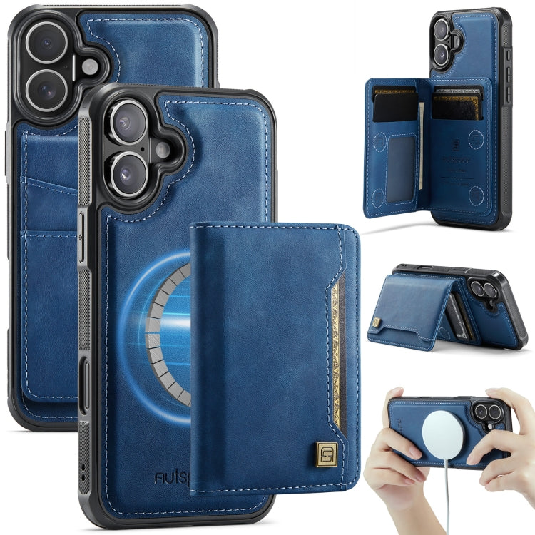 Funda para Teléfono Autspace A13 Magsafe con Tapa Magnética Rfid para iPhone 16 Plus (Azul)