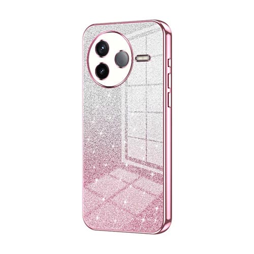 Estuche para Teléfono con Purpurina En Degradado Electrochapado En Polvo para Redmi K80 (Rosa)