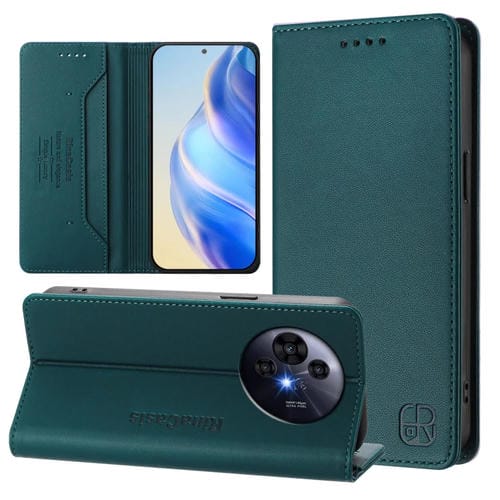 Funda de Cuero TCL 50 Pro Nxtpaper Rc01 con Doble Pliegue y Succión Magnética Rfid (Verde Oscuro)