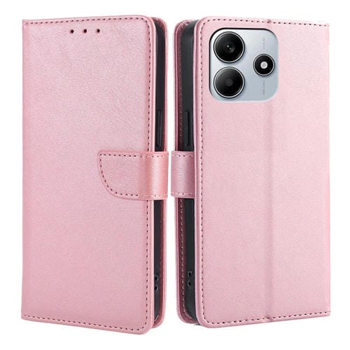 Funda de Cuero con Tapa y Hebilla con Textura de Becerro para Redmi Note 14 5G (Oro Rosa)