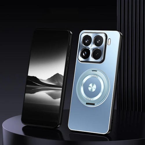 Funda De Metal Esmerilado Con Soporte Giratorio Para Xiaomi 15 Pro (Azul)