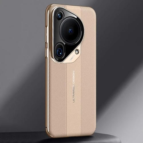 Funda Piel Sintética Huawei Pura 70 Ultra Diseño Imitación Ultimate (Dorada)