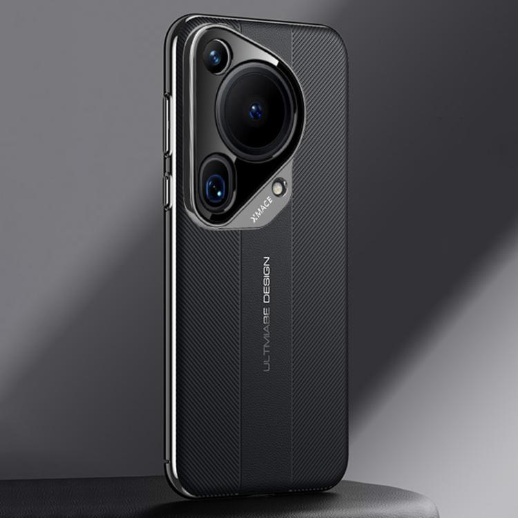 Funda Piel Sintética Huawei Pura 70 Ultra Diseño Imitación (Negra)