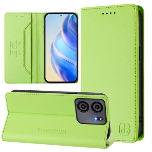Funda Cuero RFID Blu View 5 RC01 Doble Pliegue Succión Magnética (Verde Hierba)
