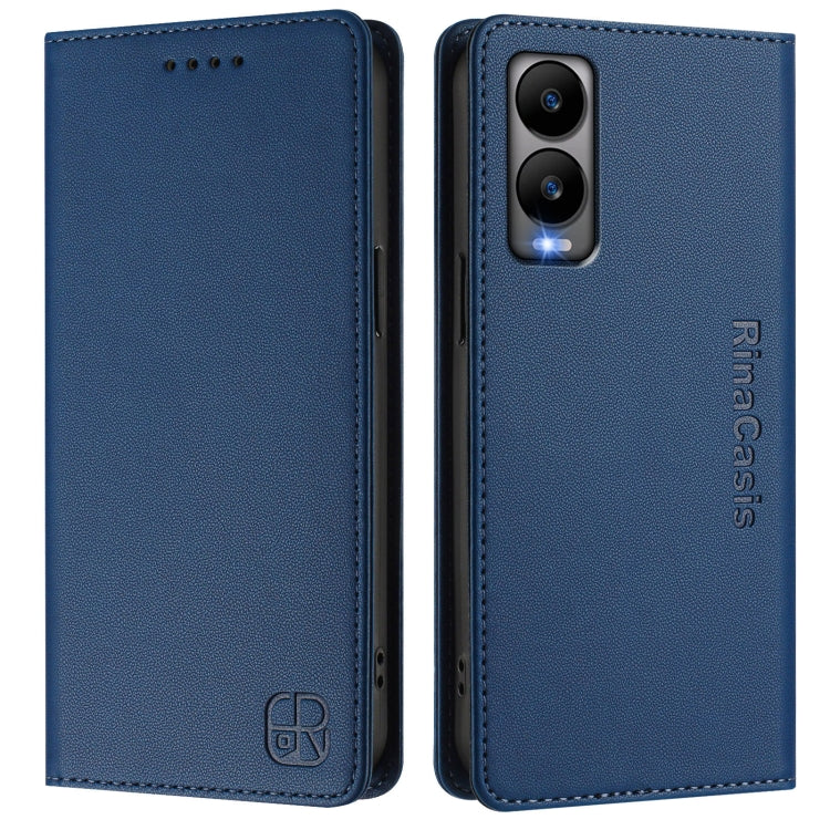 Funda de Cuero Rfid con Doble Pliegue y Succión Magnética para Cricket Debut S3 Rc01 (Azul Oscuro)