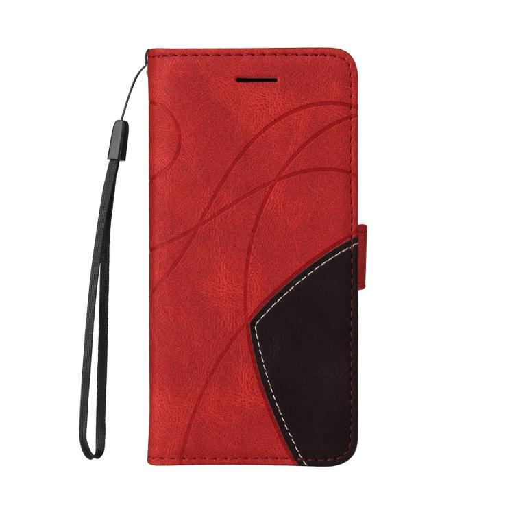 Funda de cuero con tapa y dos colores para Samsung Galaxy A56 5G (roja)