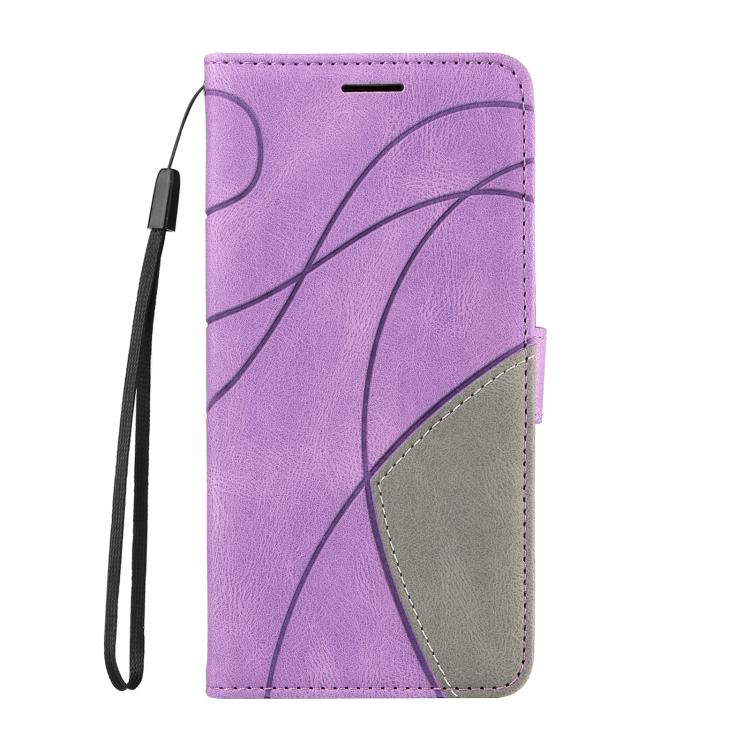 Funda de cuero con tapa y dos colores para Samsung Galaxy A56 5G (morado)