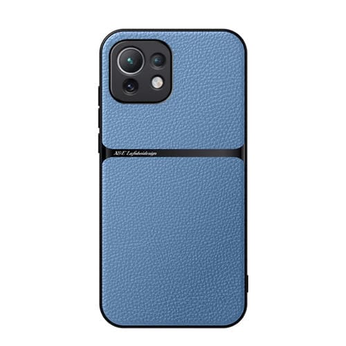 Funda para Teléfono Xiaomi Mi 11 Lite 4G/5G de Piel de Lichi con Cobertura Total Magnética y a Prueba de Golpes (Azul)