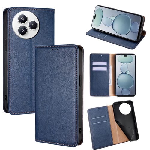 Funda de cuero magnético con acabado brillante y color sólido para Xiaomi Civi 5 Pro 5G (azul)