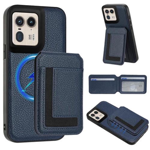 Funda para Teléfono Motorola Moto X50 Ultra Cx01 con Tarjetero Magnético Desmontable Magsafe (Azul Oscuro)