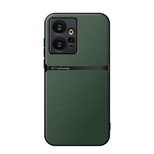 Funda para Teléfono Redmi Note 12 4G Global Litchi de Cuero con Cobertura Total Magnética a Prueba de Golpes (Verde)