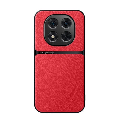 Funda para Teléfono Redmi Note 14 Pro 5G de Cuero Litchi con Cobertura Total Magnética y a Prueba de Golpes (Rojo)