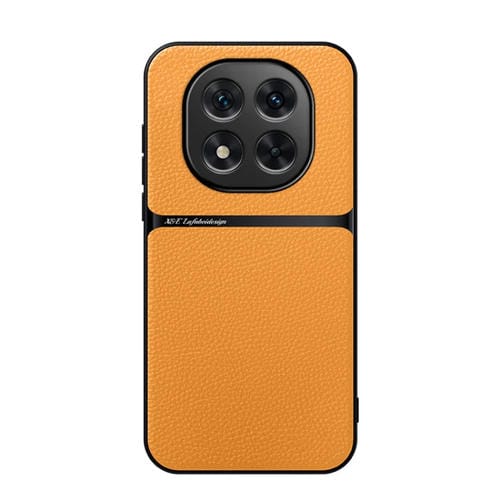 Funda para Teléfono Redmi Note 14 Pro+ 5G de Piel de Lichi con Cobertura Total Magnética y a Prueba de Golpes (Amarilla)