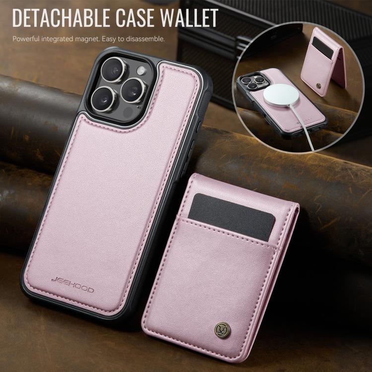 Estuche para Teléfono Jeehood J06 para iPhone 15 Pro Max con Tarjetero Rfid Magsafe (Rosa)