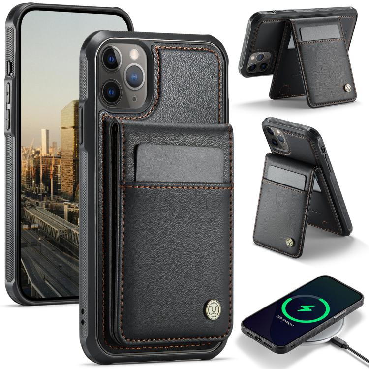 Estuche para teléfono Jeehood J06 para iPhone 11 Pro Max con tarjetero RFID Magsafe (Negro)
