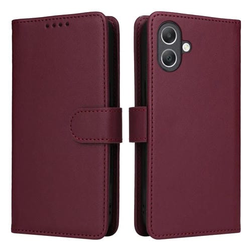 Funda 2 en 1 BETOPNICE BN-005 para Samsung Galaxy A07 4G, desmontable, de imitación de cuero genuino (rojo vino)
