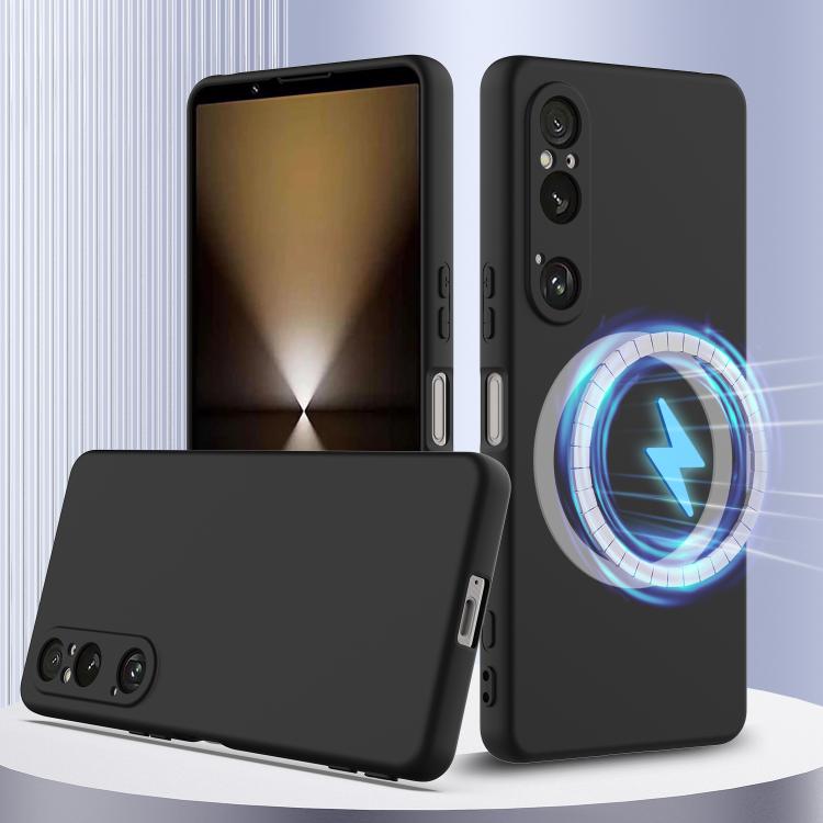 Funda de Silicona a Prueba de Golpes Magsafe para Sony Xperia 1 Vi (Negra)