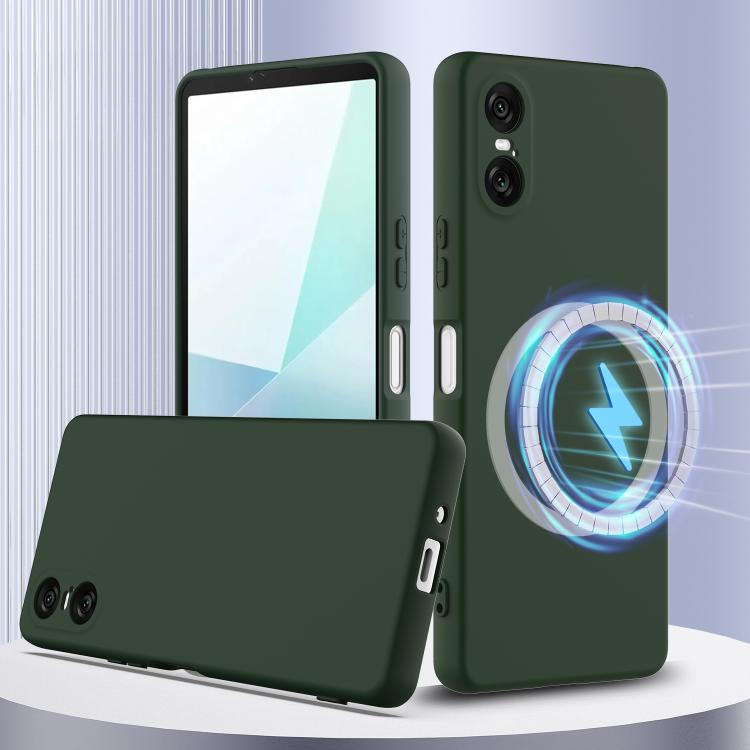 Funda de Silicona a Prueba de Golpes Magsafe para Sony Xperia 10 Vi (Verde Oscuro)