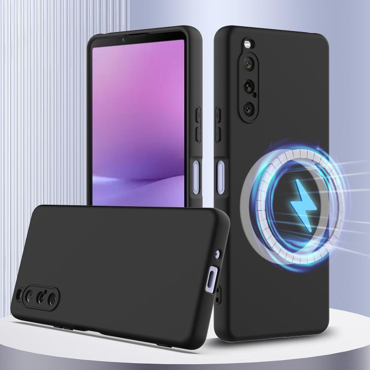 Funda de Silicona a Prueba de Golpes Magsafe para Sony Xperia 10 V (Negra)