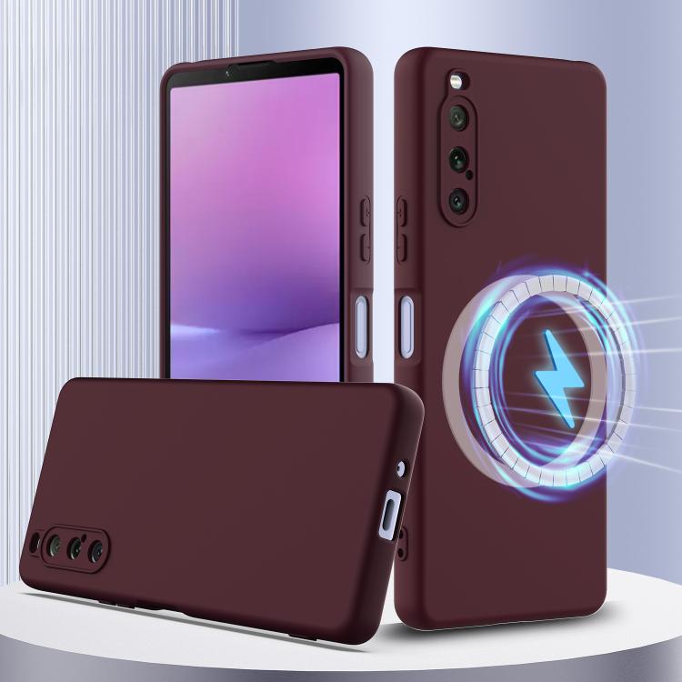 Funda de Silicona a Prueba de Golpes Magsafe para Sony Xperia 10 V (Ciruela)