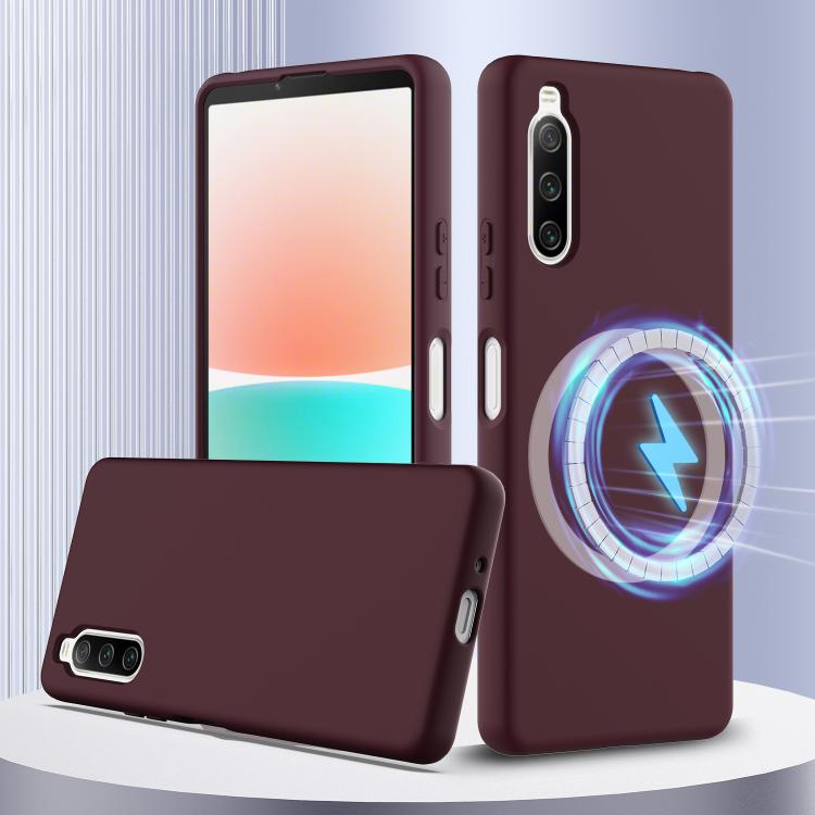 Funda silicona a prueba de golpes Magsafe para Sony Xperia 10 Iv (Ciruela)