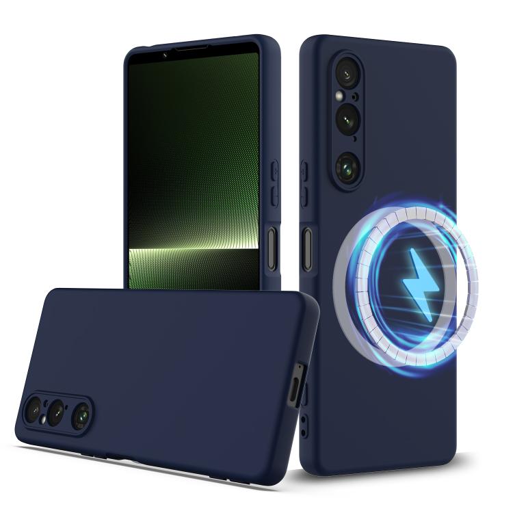 Funda de Silicona a Prueba de Golpes Magsafe para Sony Xperia 1 V (Azul Marino)