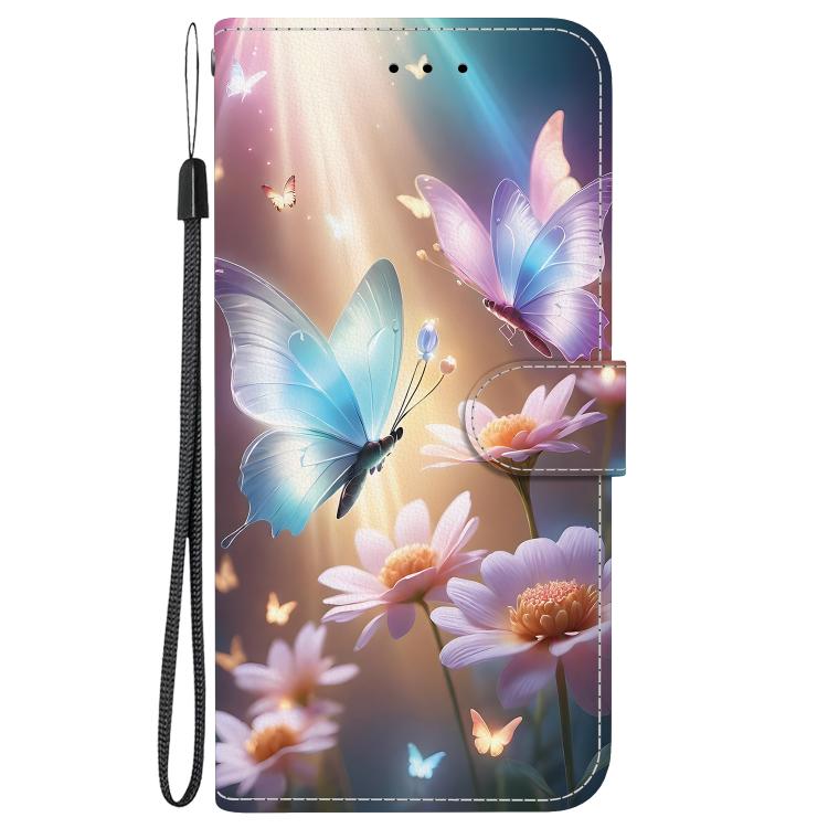 Funda de Cuero iPhone 15 Pro Max Dibujo Colores Textura Cristal (Mariposa Amor Flor)