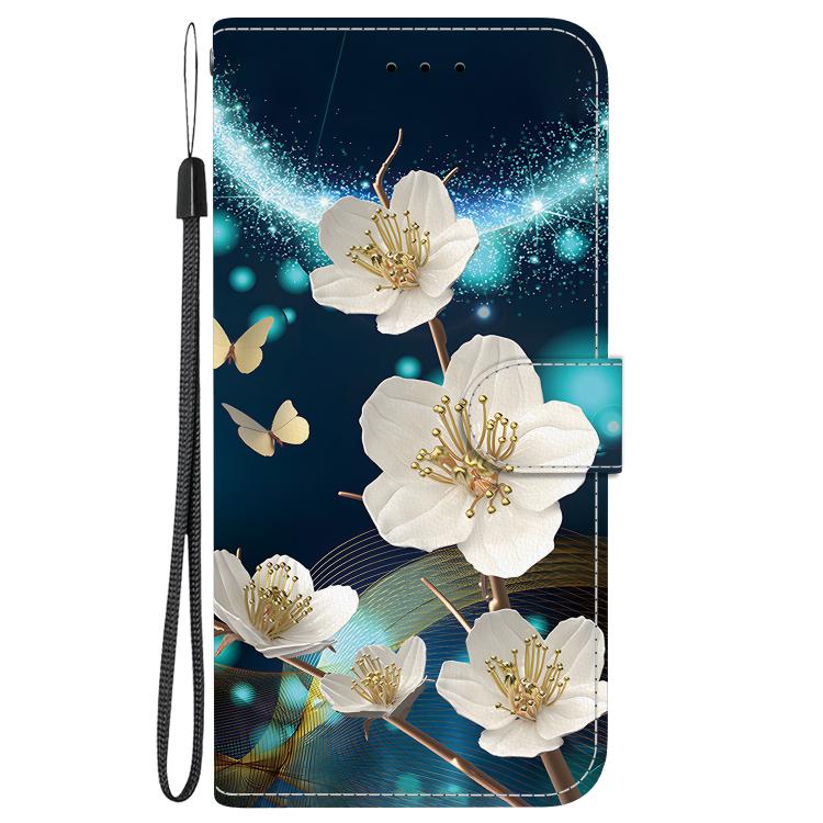 Funda de Cuero para iPhone 14 con Dibujo de Colores y Textura de Cristal (Magnolia)