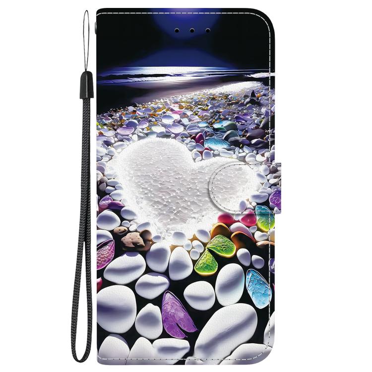 Funda de Cuero para iPhone 16E con Dibujo de Colores y Textura de Cristal (Corazón)
