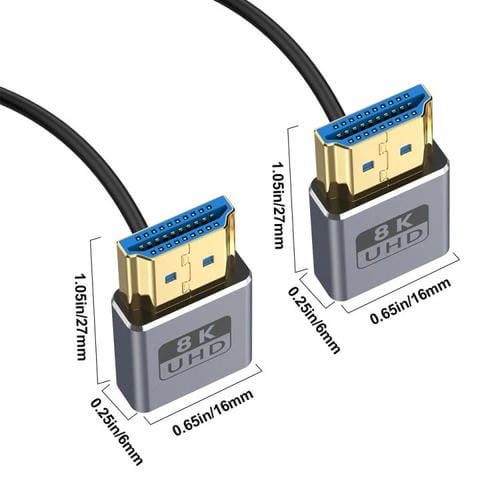 Cable HDMI 2.1 Coaxial en Espiral 0,7 m 8K 48 Gbps Puerto Codo Inferior a Inferior
