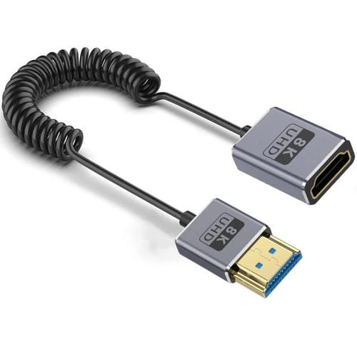 Cable HDMI 2.1 Coaxial en Espiral 0,7 m 8K 48 Gbps Puerto Macho a Hembra Recto