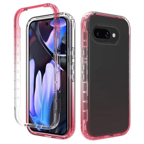 Funda PC + TPU Transparente degradado a prueba de golpes para Google Pixel 9A (Roja)