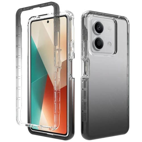 Funda de Teléfono de PC + TPU Transparente con Degradado a Prueba de Golpes para Redmi Note 13 5G (Negra)
