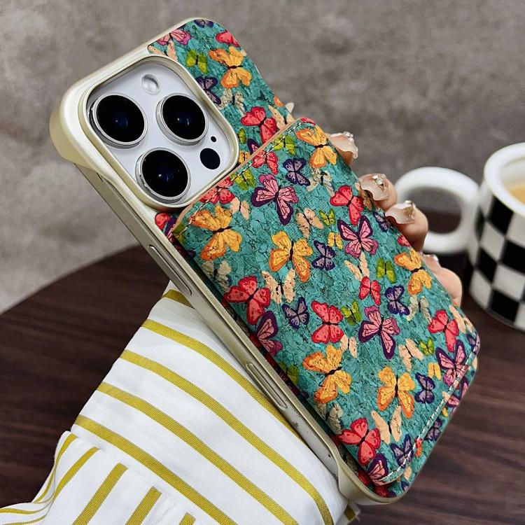 Estuche para iPhone 16 Pro Denior D24 Paint con Ranura para Tarjeta Magsafe (Mariposas Azules)