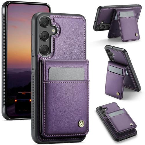 Funda de Pu Samsung Galaxy A25 5G Jeehood J06 con Tarjetero Rfid Magsafe Estilo Británico (Morado)