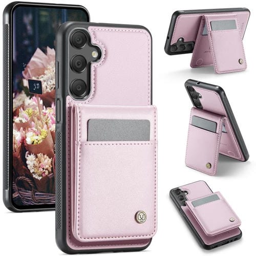 Funda de PU para Samsung Galaxy A25 5G Jeehood J06 con Tarjetero RFID Magsafe (Rosa)