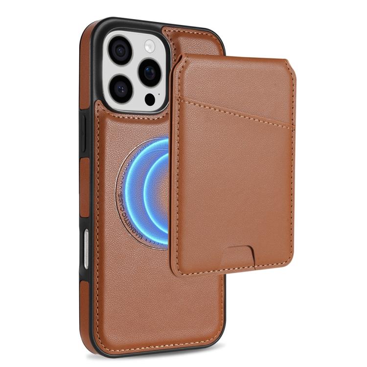 Funda para Teléfono Magsafe iPhone 16 Pro con Tarjetero Desmontable (Marrón)