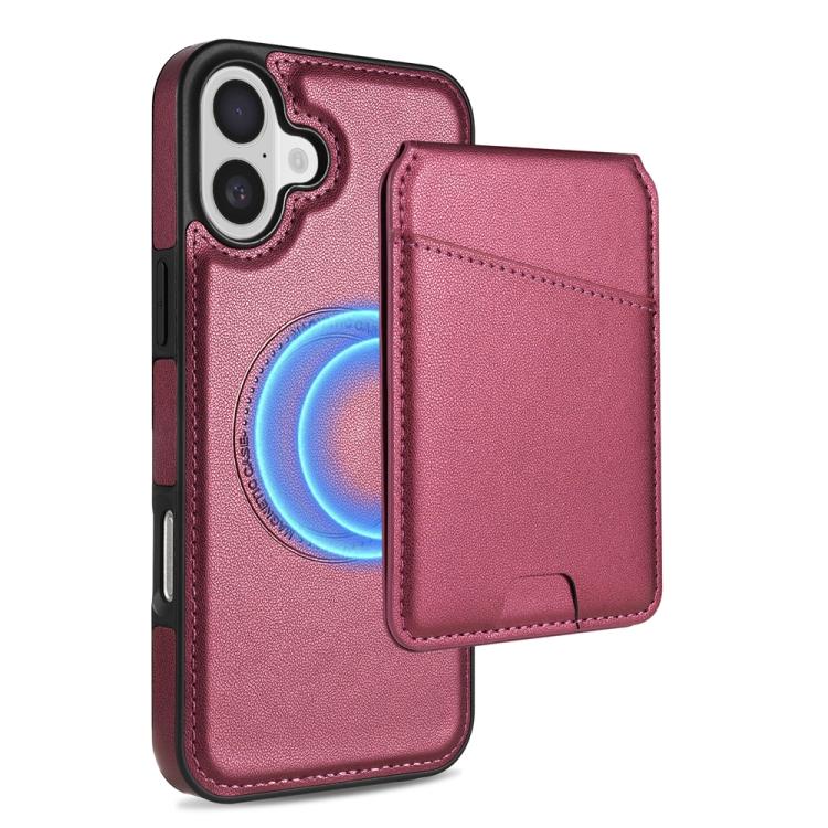 Funda para Teléfono Magsafe iPhone 16 con Tarjetero Desmontable (Rojo Vino)