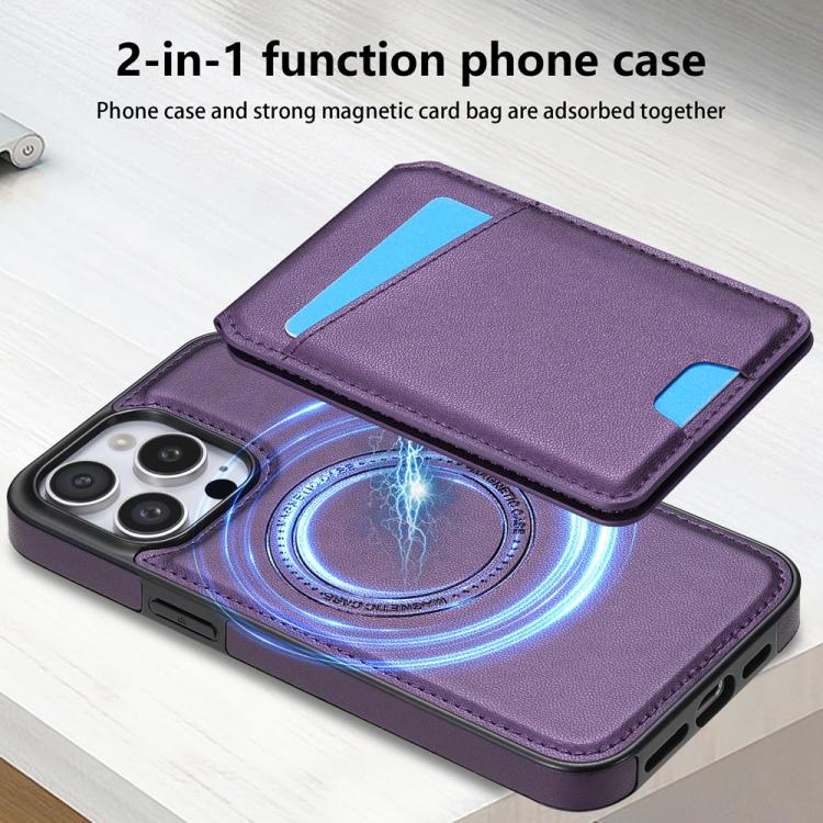 Funda para Teléfono Magsafe iPhone 14 Pro Max con Tarjetero Desmontable (Morado)
