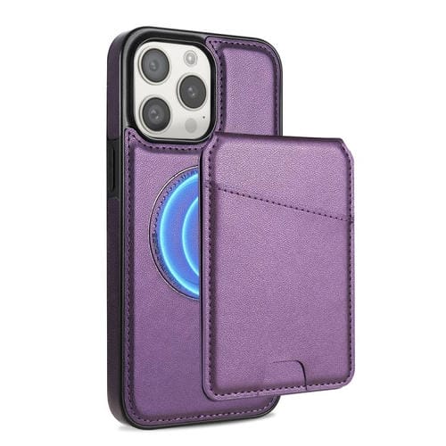 Funda para Teléfono Magsafe iPhone 12/12 Pro con Tarjetero Desmontable (Morado)
