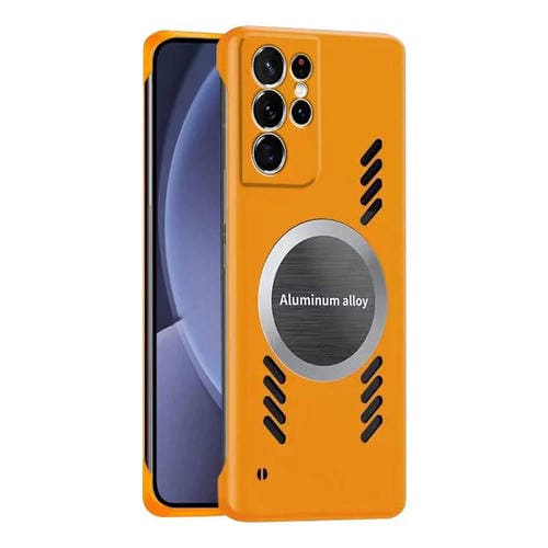Estuche para Teléfono Samsung Galaxy S25 Ultra 5G con Refrigeración de Grafeno sin Marco y Lente (Naranja)