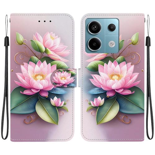 Funda de Cuero con Dibujo de Colores y Textura de Cristal para Redmi Note 13 Pro 5G (Lotus)