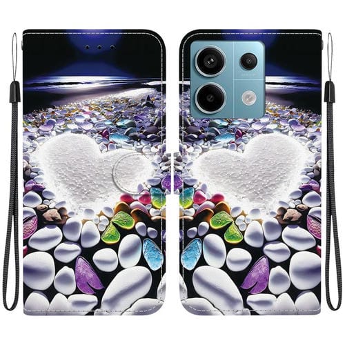 Funda de Cuero con Dibujo de Colores y Textura de Cristal para Redmi Note 13 Pro 5G (En Forma de Corazón)