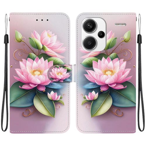 Funda de Cuero con Dibujo de Colores y Textura de Cristal para Redmi Note 13 Pro+ 5G (Lotus)