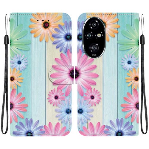 Funda de Cuero con Dibujo y Textura de Cristal para Honor 200 Pro 5G (Girasoles)