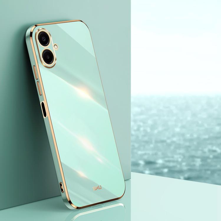 Funda de TPU con borde recto 6D galvanizado XINLI para Samsung Galaxy A07 5G (verde menta)